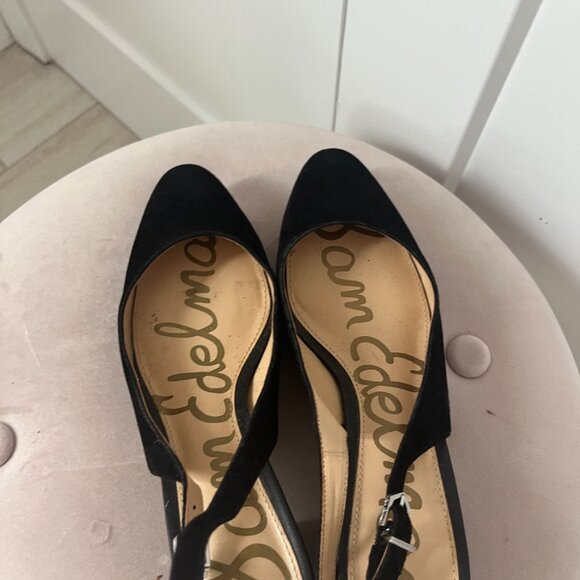 Sam Edelman Black Sling Back Kitten Heel Shoes Size 8 - Picture 3 of 5